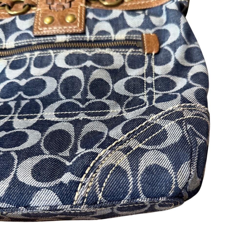 Vintage Coach Signature Denim Canvas Leather Shoulder Bag - Picture 6 of 7
